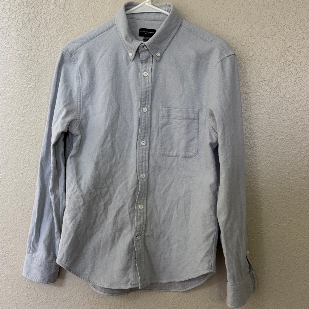 Club Monaco Twill Men's Light Blue Casual Button-Down Shirt